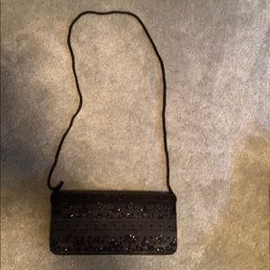 Black beaded dress clutch..optional shoulder strap